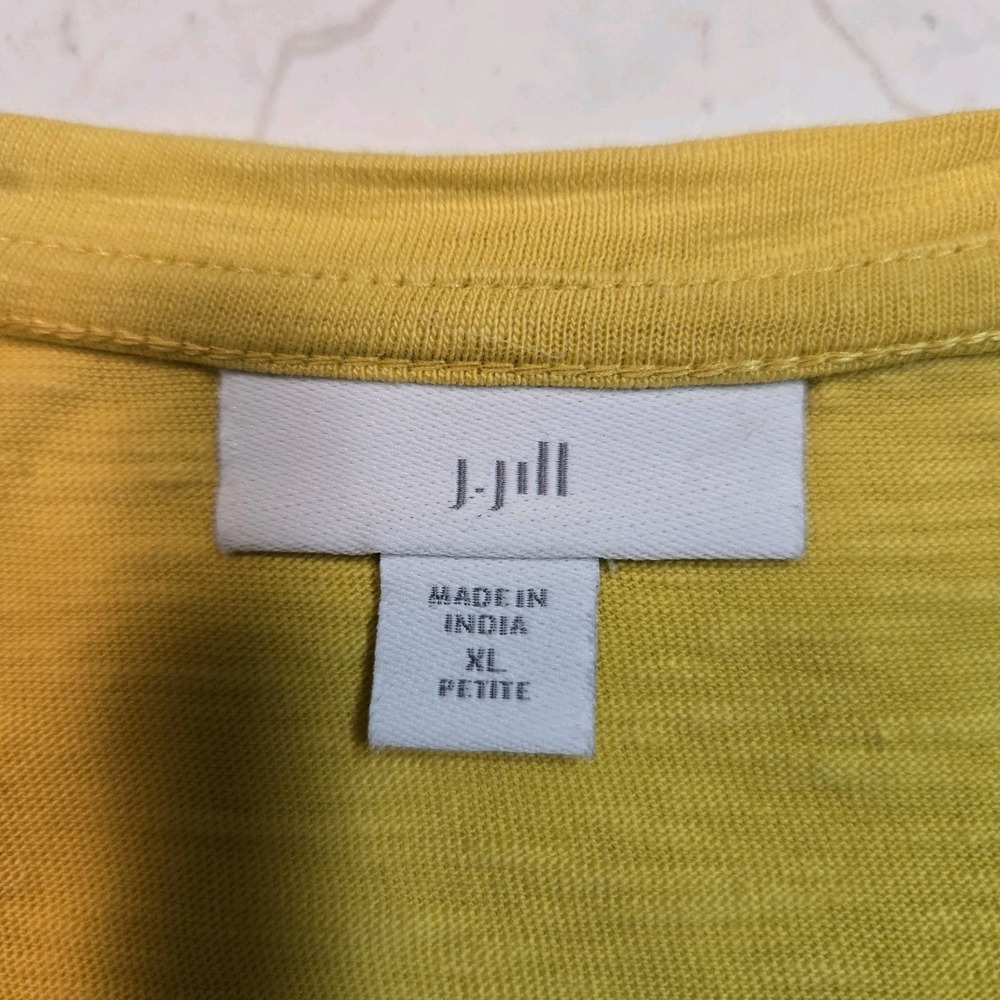 J. Jill Petite Sz PXL Yellow Slub Knit Cotton Sleeveless Pocket Dress Cover-up - Picture 5 of 6